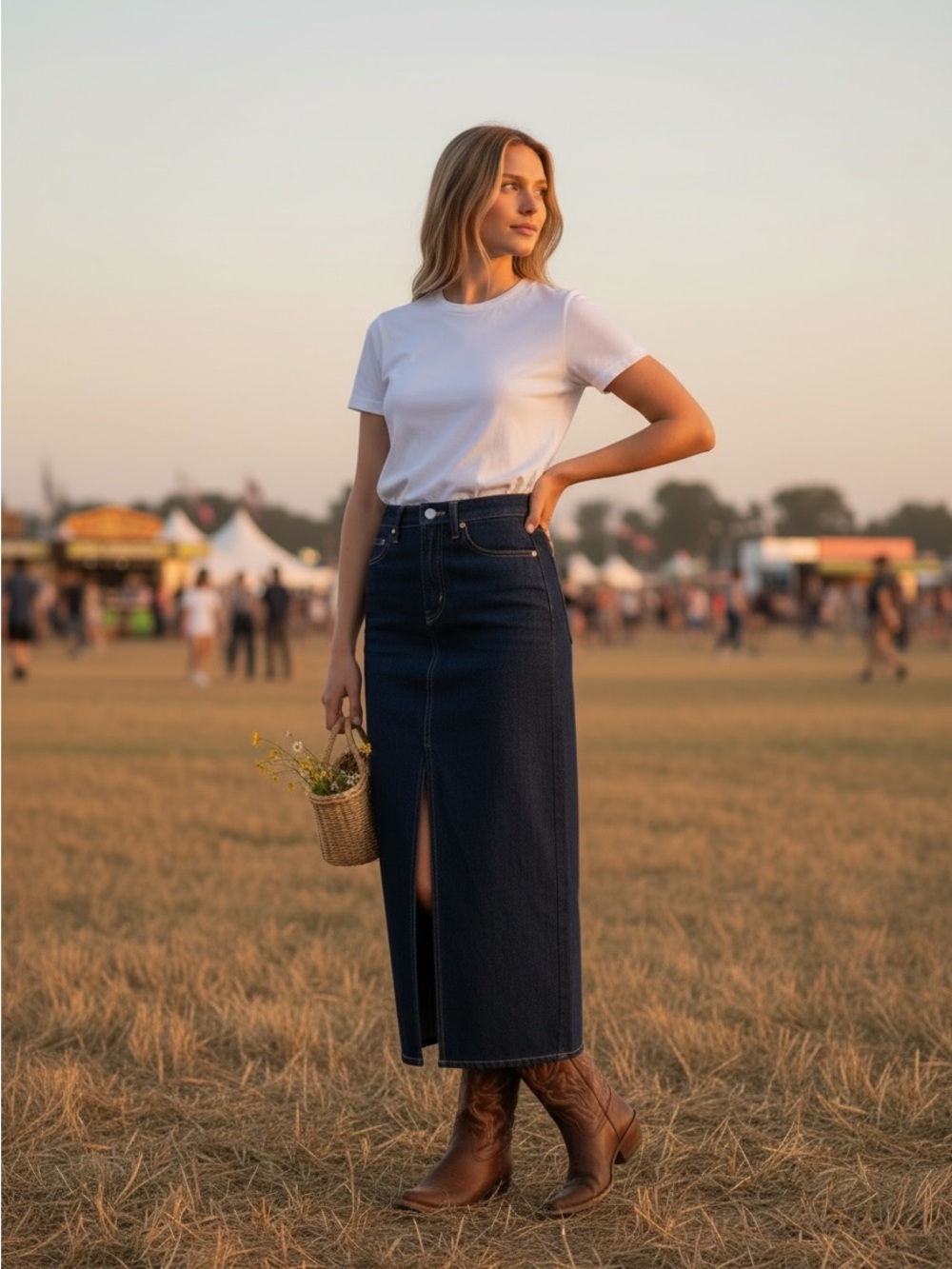 Levi's Premium A7511 Dark Denim Front Slit Maxi Skirt Size 27 NWT